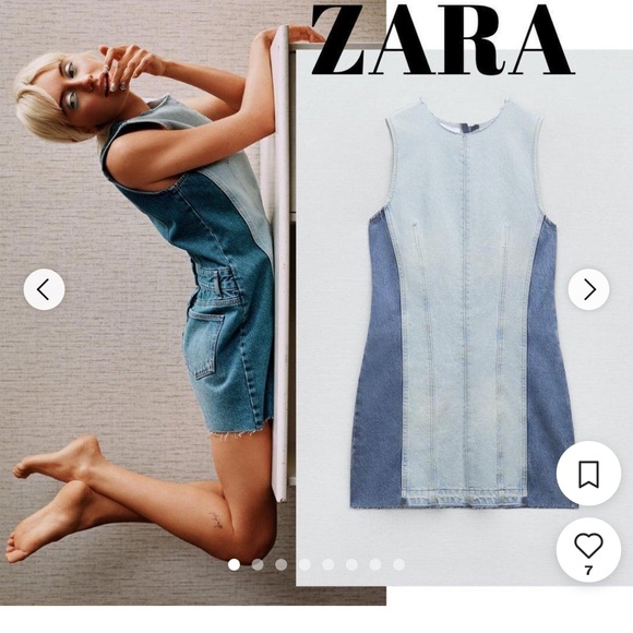 Zara blue and navy denim dress size xs great condition - Picture 1 of 6